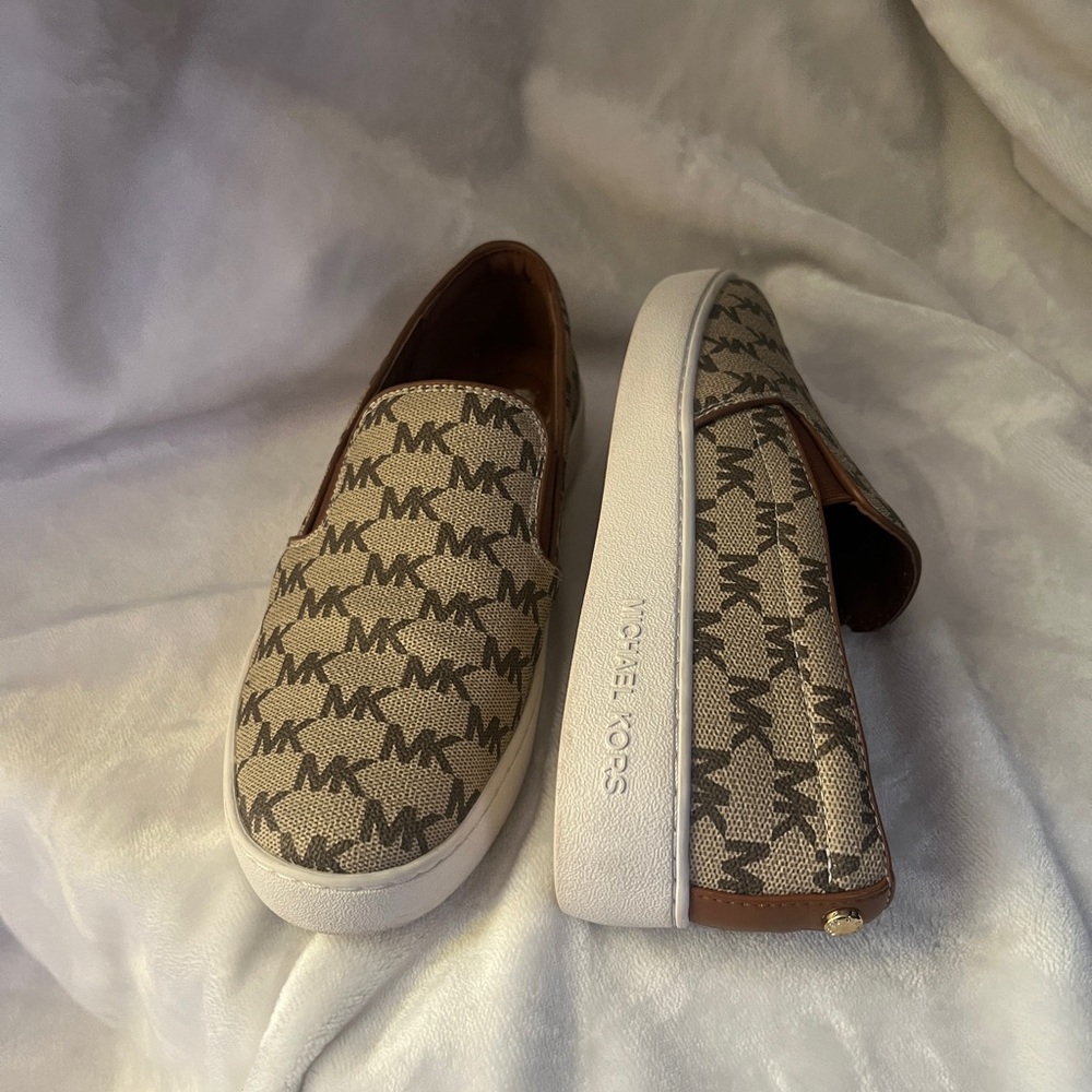 Michael Kors Women’s Slip-On Shoes - Brown and White